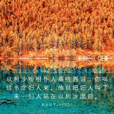 Picture 03 - 列 王 记 下 4:12 CUVS - 以 利 沙 吩 咐 仆 人 基 哈 西 说 ： - Bible Verse Picture