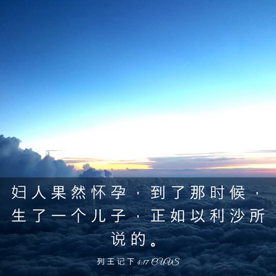 Picture 03 - 列 王 记 下 4:17 CUVS - 妇 人 果 然 怀 孕 ， 到 了 那 时 候 - Bible Verse Picture