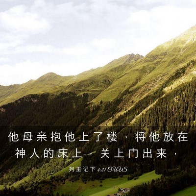 Picture 03 - 列 王 记 下 4:21 CUVS - 他 母 亲 抱 他 上 了 楼 ， 将 他 放 - Bible Verse Picture