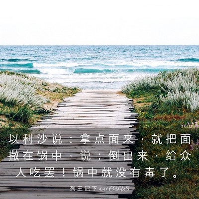 Picture 03 - 列 王 记 下 4:41 CUVS - 以 利 沙 说 ： 拿 点 面 来 ， 就 把 - Bible Verse Picture
