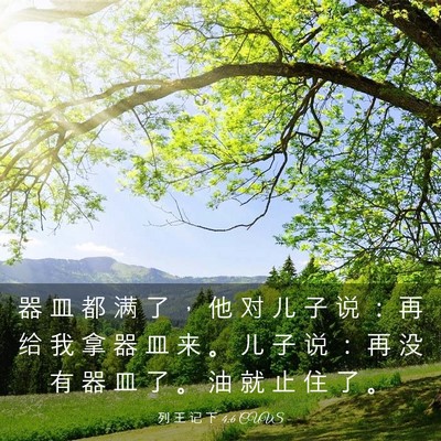 Picture 03 - 列 王 记 下 4:6 CUVS - 器 皿 都 满 了 ， 他 对 儿 子 说 ： - Bible Verse Picture