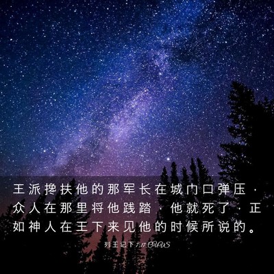 Picture 03 - 列 王 记 下 7:17 CUVS - 王 派 搀 扶 他 的 那 军 长 在 城 门 - Bible Verse Picture