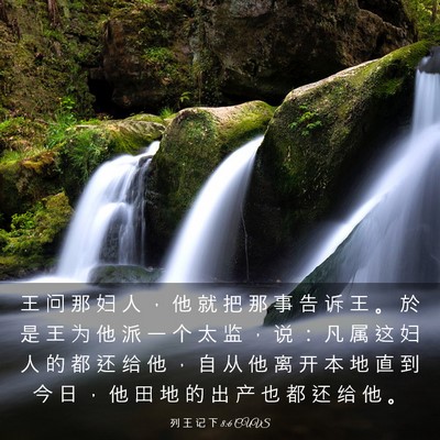 Picture 03 - 列 王 记 下 8:6 CUVS - 王 问 那 妇 人 ， 他 就 把 那 事 告 - Bible Verse Picture