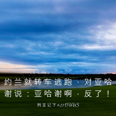 Picture 03 - 列 王 记 下 9:23 CUVS - 约 兰 就 转 车 逃 跑 ， 对 亚 哈 谢 - Bible Verse Picture