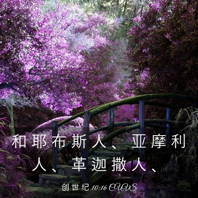 Picture 03 - 创 世 纪 10:16 CUVS - 和 耶 布 斯 人 、 亚 摩 利 人 、 革 - Bible Verse Picture