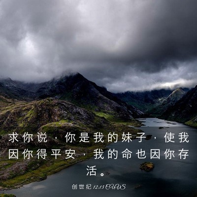 Picture 03 - 创 世 纪 12:13 CUVS - 求 你 说 ， 你 是 我 的 妹 子 ， 使 - Bible Verse Picture