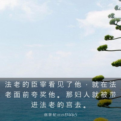 Picture 03 - 创 世 纪 12:15 CUVS - 法 老 的 臣 宰 看 见 了 他 ， 就 在 - Bible Verse Picture