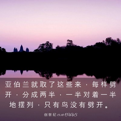 Picture 03 - 创 世 纪 15:10 CUVS - 亚 伯 兰 就 取 了 这 些 来 ， 每 样 - Bible Verse Picture