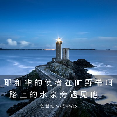 Picture 03 - 创 世 纪 16:7 CUVS - 耶 和 华 的 使 者 在 旷 野 书 珥 路 - Bible Verse Picture