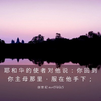 Picture 03 - 创 世 纪 16:9 CUVS - 耶 和 华 的 使 者 对 他 说 ： 你 回 - Bible Verse Picture
