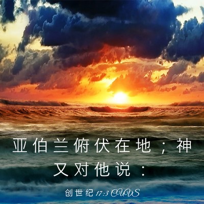 Picture 03 - 创 世 纪 17:3 CUVS - 亚 伯 兰 俯 伏 在 地 ； 神 又 对 他 - Bible Verse Picture