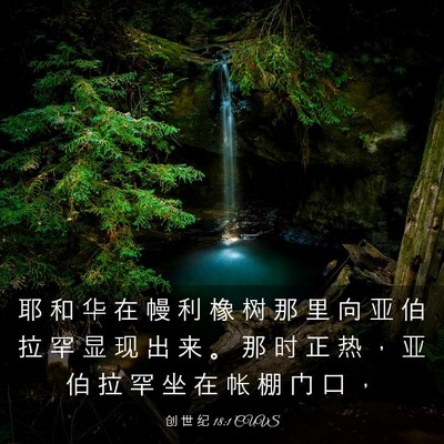 Picture 03 - 创 世 纪 18:1 CUVS - 耶 和 华 在 幔 利 橡 树 那 里 向 亚 - Bible Verse Picture