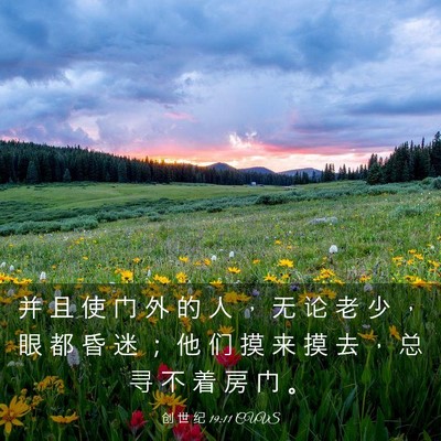 Picture 03 - 创 世 纪 19:11 CUVS - 并 且 使 门 外 的 人 ， 无 论 老 少 - Bible Verse Picture
