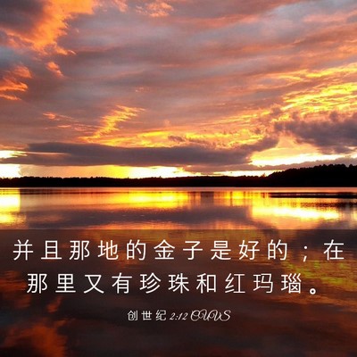 Picture 03 - 创 世 纪 2:12 CUVS - 并 且 那 地 的 金 子 是 好 的 ； 在 - Bible Verse Picture