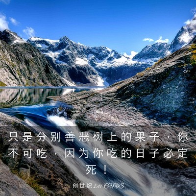 Picture 03 - 创 世 纪 2:17 CUVS - 只 是 分 别 善 恶 树 上 的 果 子 ， - Bible Verse Picture