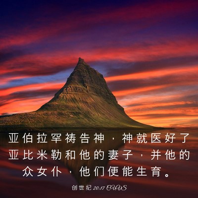Picture 03 - 创 世 纪 20:17 CUVS - 亚 伯 拉 罕 祷 告 神 ， 神 就 医 好 - Bible Verse Picture