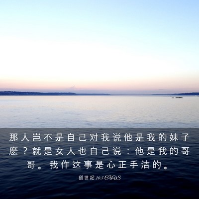 Picture 03 - 创 世 纪 20:5 CUVS - 那 人 岂 不 是 自 己 对 我 说 他 是 - Bible Verse Picture