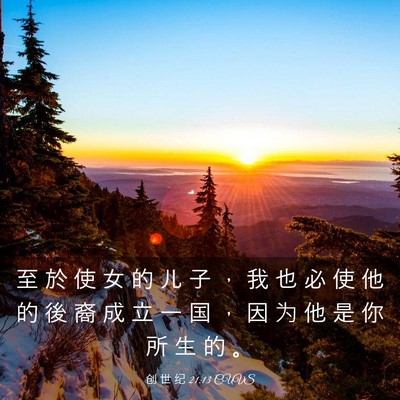Picture 03 - 创 世 纪 21:13 CUVS - 至 於 使 女 的 儿 子 ， 我 也 必 使 - Bible Verse Picture