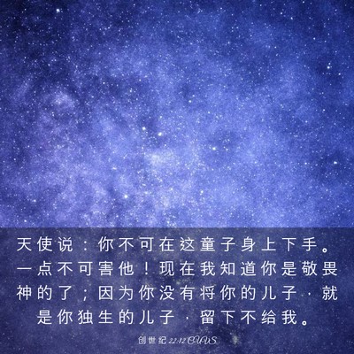 Picture 03 - 创 世 纪 22:12 CUVS - 天 使 说 ： 你 不 可 在 这 童 子 身 - Bible Verse Picture