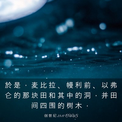 Picture 03 - 创 世 纪 23:17 CUVS - 於 是 ， 麦 比 拉 、 幔 利 前 、 以 - Bible Verse Picture