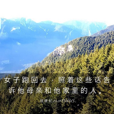 Picture 03 - 创 世 纪 24:28 CUVS - 女 子 跑 回 去 ， 照 着 这 些 话 告 - Bible Verse Picture