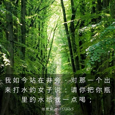 Picture 03 - 创 世 纪 24:43 CUVS - 我 如 今 站 在 井 旁 ， 对 那 一 个 - Bible Verse Picture