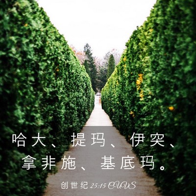 Picture 03 - 创 世 纪 25:15 CUVS - 哈 大 、 提 玛 、 伊 突 、 拿 非 施 - Bible Verse Picture
