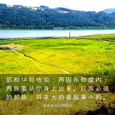 Picture 03 - 创 世 纪 25:23 CUVS - 耶 和 华 对 他 说 ： 两 国 在 你 腹 - Bible Verse Picture