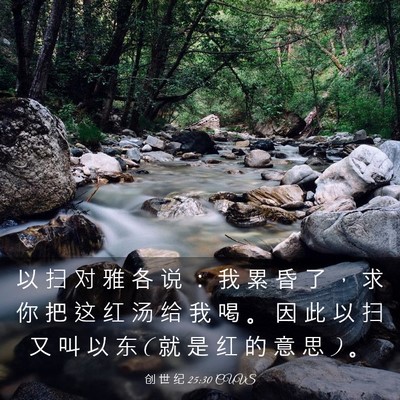 Picture 03 - 创 世 纪 25:30 CUVS - 以 扫 对 雅 各 说 ： 我 累 昏 了 ， - Bible Verse Picture