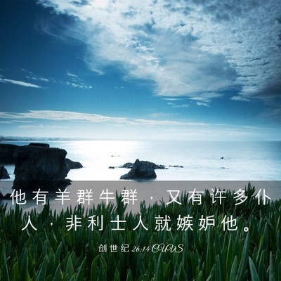Picture 03 - 创 世 纪 26:14 CUVS - 他 有 羊 群 牛 群 ， 又 有 许 多 仆 - Bible Verse Picture