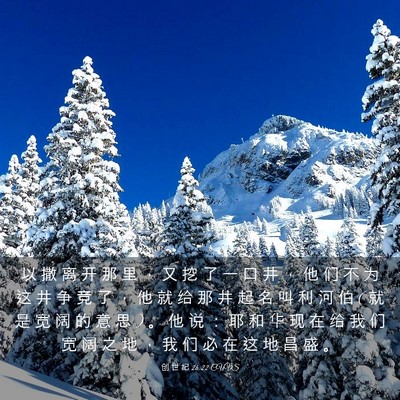 Picture 03 - 创 世 纪 26:22 CUVS - 以 撒 离 开 那 里 ， 又 挖 了 一 口 - Bible Verse Picture