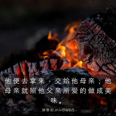 Picture 03 - 创 世 纪 27:14 CUVS - 他 便 去 拿 来 ， 交 给 他 母 亲 ； - Bible Verse Picture