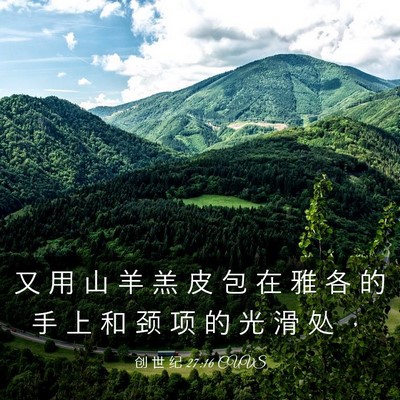 Picture 03 - 创 世 纪 27:16 CUVS - 又 用 山 羊 羔 皮 包 在 雅 各 的 手 - Bible Verse Picture