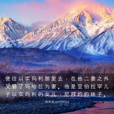 Picture 03 - 创 世 纪 28:9 CUVS - 便 往 以 实 玛 利 那 里 去 ， 在 他 - Bible Verse Picture