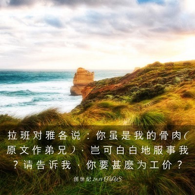 Picture 03 - 创 世 纪 29:15 CUVS - 拉 班 对 雅 各 说 ： 你 虽 是 我 的 - Bible Verse Picture