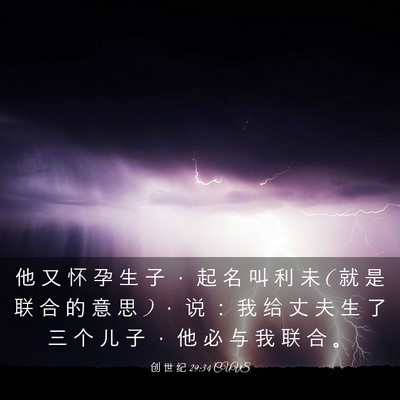 Picture 03 - 创 世 纪 29:34 CUVS - 他 又 怀 孕 生 子 ， 起 名 叫 利 未 ( - Bible Verse Picture