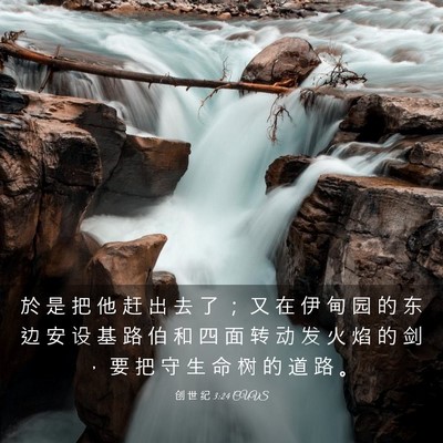 Picture 03 - 创 世 纪 3:24 CUVS - 於 是 把 他 赶 出 去 了 ； 又 在 伊 - Bible Verse Picture