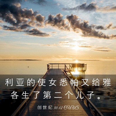 Picture 03 - 创 世 纪 30:12 CUVS - 利 亚 的 使 女 悉 帕 又 给 雅 各 生 - Bible Verse Picture