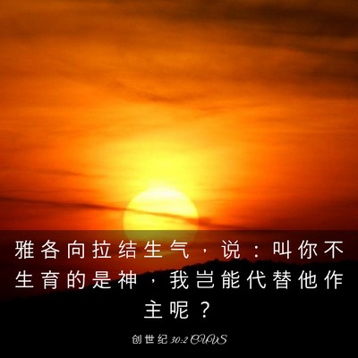 Picture 03 - 创 世 纪 30:2 CUVS - 雅 各 向 拉 结 生 气 ， 说 ： 叫 你 - Bible Verse Picture