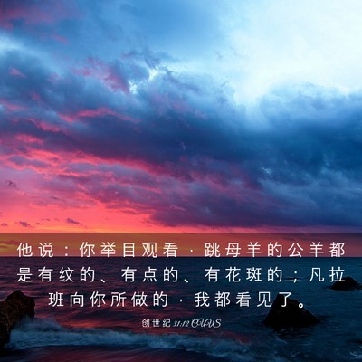 Picture 03 - 创 世 纪 31:12 CUVS - 他 说 ： 你 举 目 观 看 ， 跳 母 羊 - Bible Verse Picture