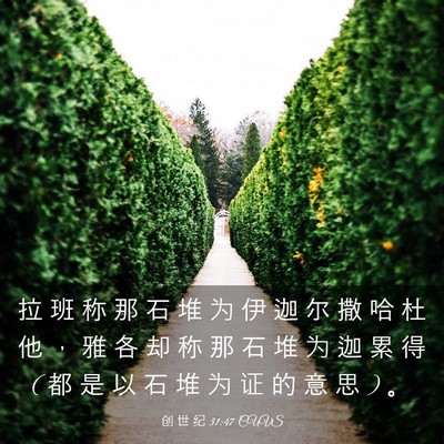 Picture 03 - 创 世 纪 31:47 CUVS - 拉 班 称 那 石 堆 为 伊 迦 尔 撒 哈 - Bible Verse Picture