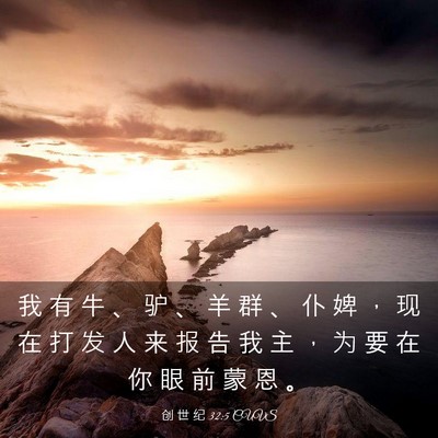 Picture 03 - 创 世 纪 32:5 CUVS - 我 有 牛 、 驴 、 羊 群 、 仆 婢 ， - Bible Verse Picture