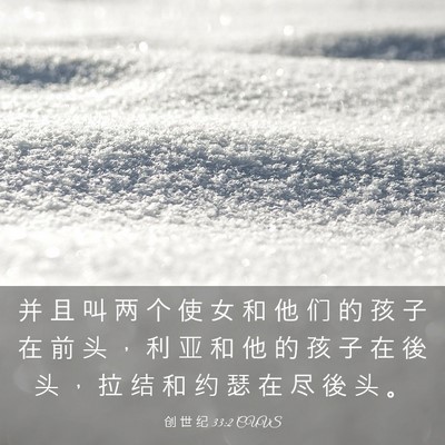 Picture 03 - 创 世 纪 33:2 CUVS - 并 且 叫 两 个 使 女 和 他 们 的 孩 - Bible Verse Picture