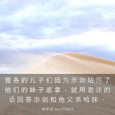 Picture 03 - 创 世 纪 34:13 CUVS - 雅 各 的 儿 子 们 因 为 示 剑 玷 污 - Bible Verse Picture