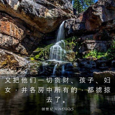 Picture 03 - 创 世 纪 34:29 CUVS - 又 把 他 们 一 切 货 财 、 孩 子 、 - Bible Verse Picture