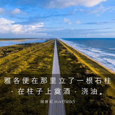 Picture 03 - 创 世 纪 35:14 CUVS - 雅 各 便 在 那 里 立 了 一 根 石 柱 - Bible Verse Picture