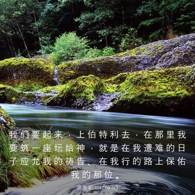 Picture 03 - 创 世 纪 35:3 CUVS - 我 们 要 起 来 ， 上 伯 特 利 去 ， - Bible Verse Picture