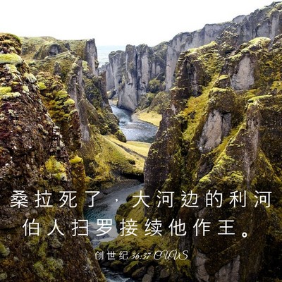 Picture 03 - 创 世 纪 36:37 CUVS - 桑 拉 死 了 ， 大 河 边 的 利 河 伯 - Bible Verse Picture