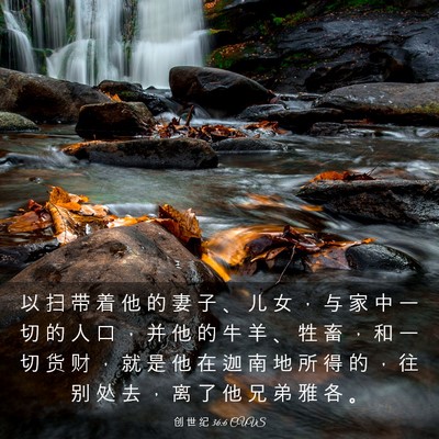 Picture 03 - 创 世 纪 36:6 CUVS - 以 扫 带 着 他 的 妻 子 、 儿 女 ， - Bible Verse Picture