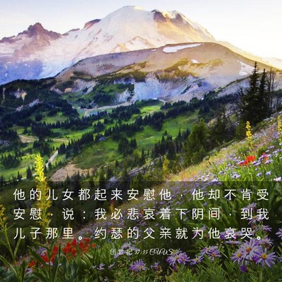 Picture 03 - 创 世 纪 37:35 CUVS - 他 的 儿 女 都 起 来 安 慰 他 ， 他 - Bible Verse Picture